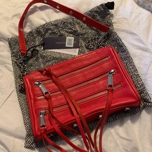 REBECCA MINKOFF MINI 5 ZIP POPPY RED CROSSBODY